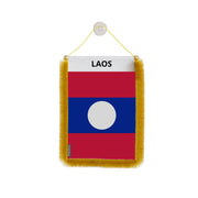 Fanion voiture drapeau laos polyester à suspendre élégant