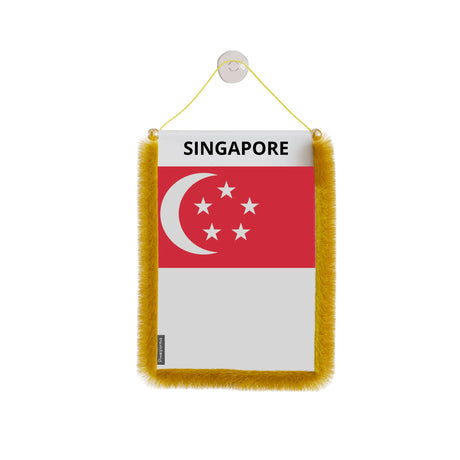 Fanion voiture drapeau singapour polyester à suspendre