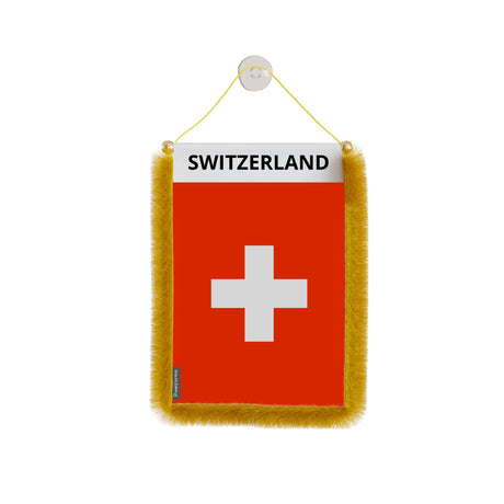 Fanion voiture drapeau suisse en polyester à suspendre