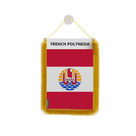 Fanion voiture polynésie française en polyester à suspendre