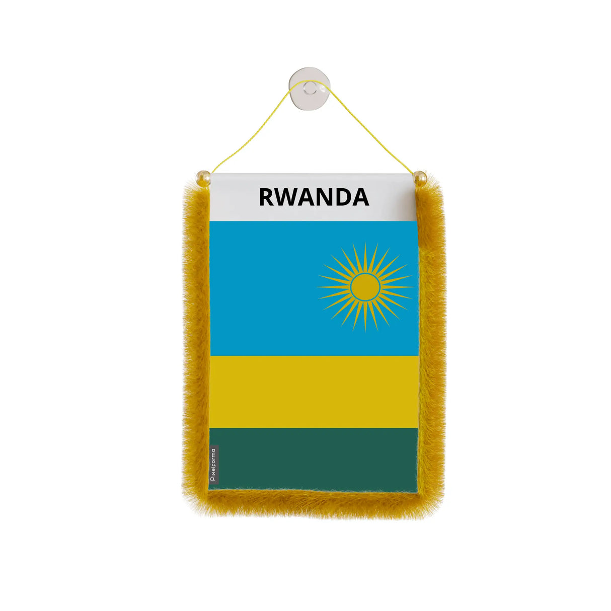 Fanion voiture rwanda en polyester à suspendre élégant