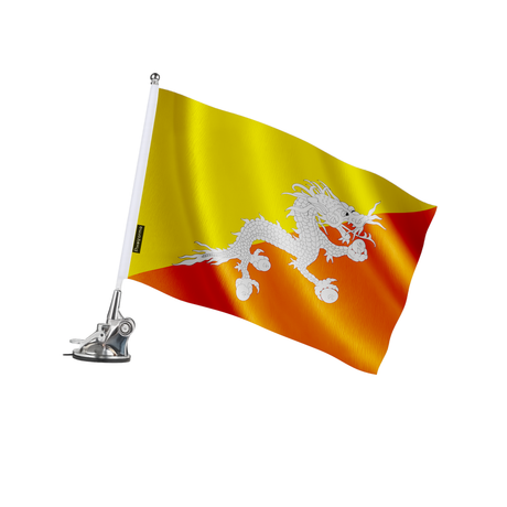 Mât à ventouse drapeau bhoutan en polyester - pixelforma