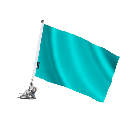 Mât à ventouse drapeau bleu turquoise polyester inoxydable