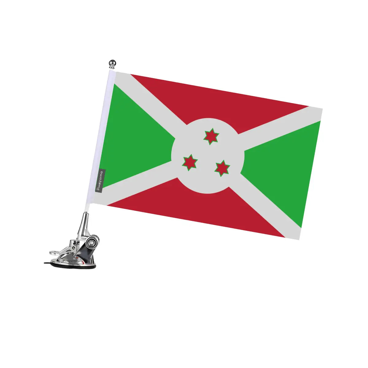 Mât à ventouse drapeau burundi en polyester - pixelforma