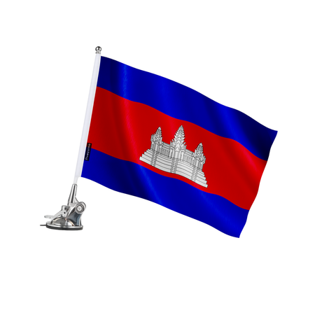 Mât à ventouse drapeau cambodge en polyester - pixelforma