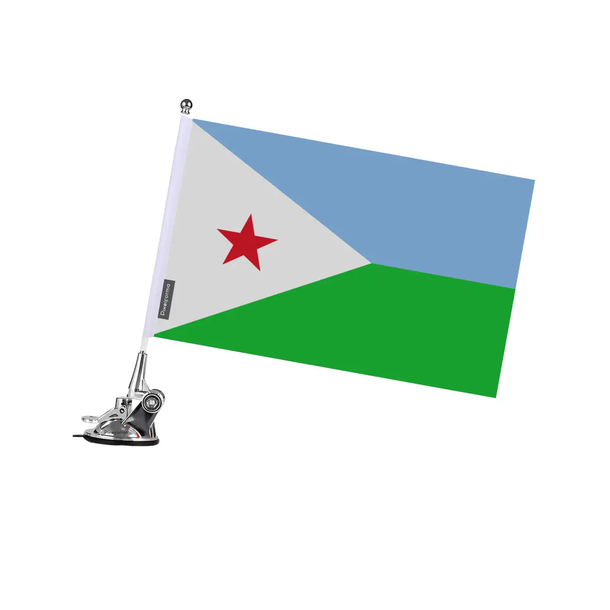 Mât à ventouse drapeau djibouti en polyester - pixelforma