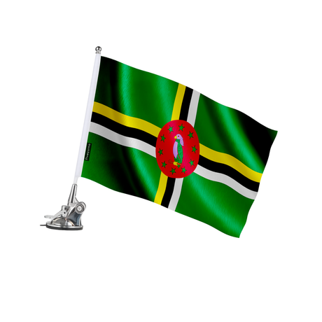 Mât à ventouse drapeau dominique en polyester - pixelforma