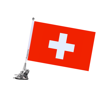 Mât à Ventouse Drapeau et armoiries de la Suisse - Pixelforma