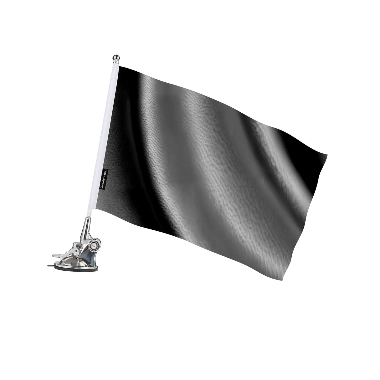 Mât à ventouse drapeau gris noir polyester acier inoxydable