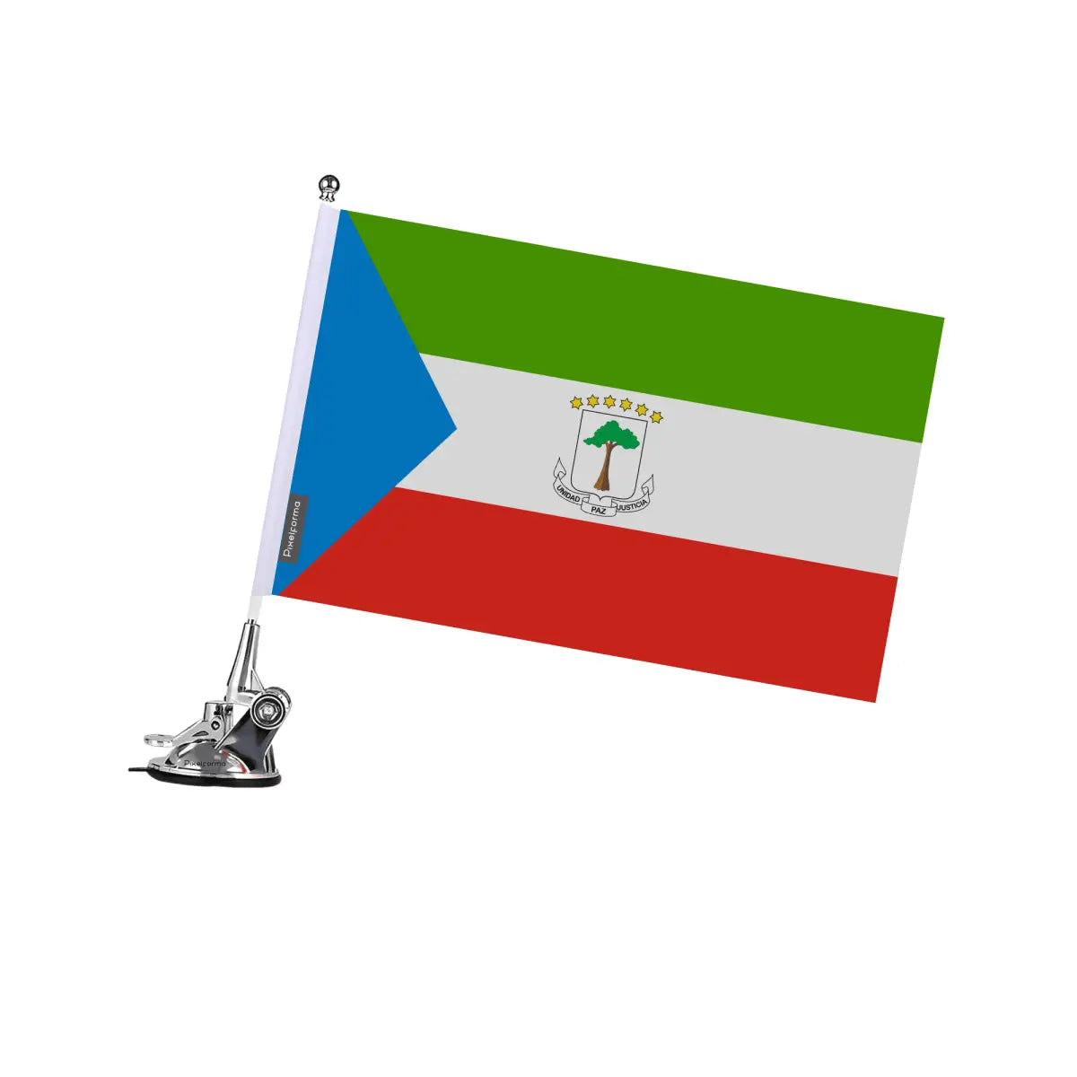 Mât à ventouse drapeau guinée équatoriale en polyester - pixelforma