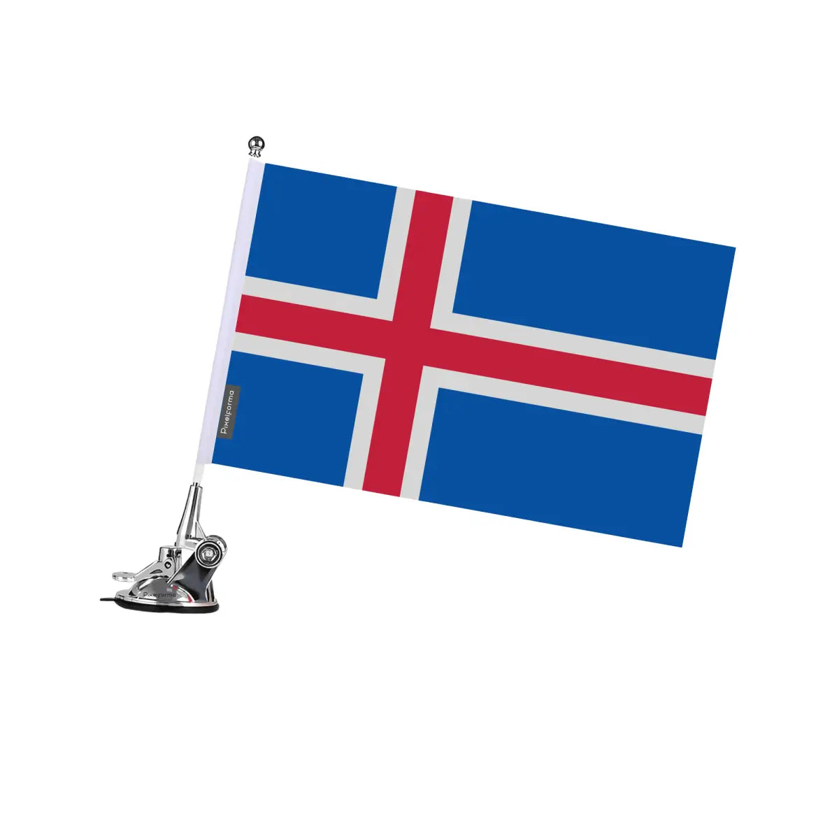 Mât à Ventouse Drapeau Islande en Polyester - Pixelforma 