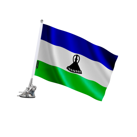 Mât à ventouse drapeau lesotho en polyester - pixelforma