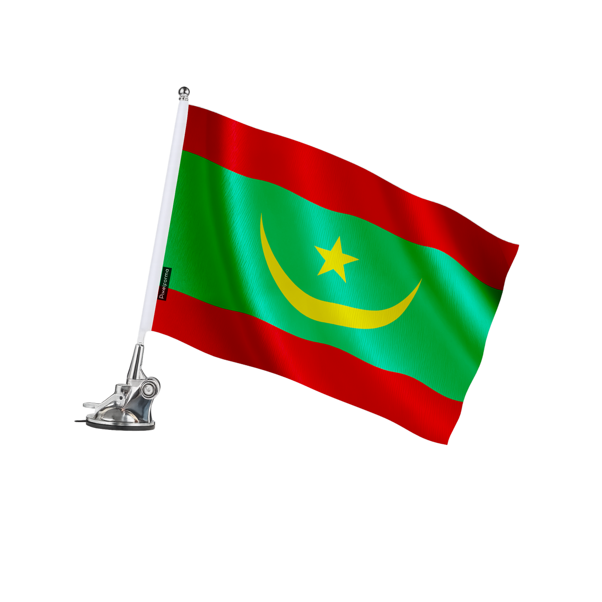 Mât à ventouse drapeau mauritanie en polyester - pixelforma