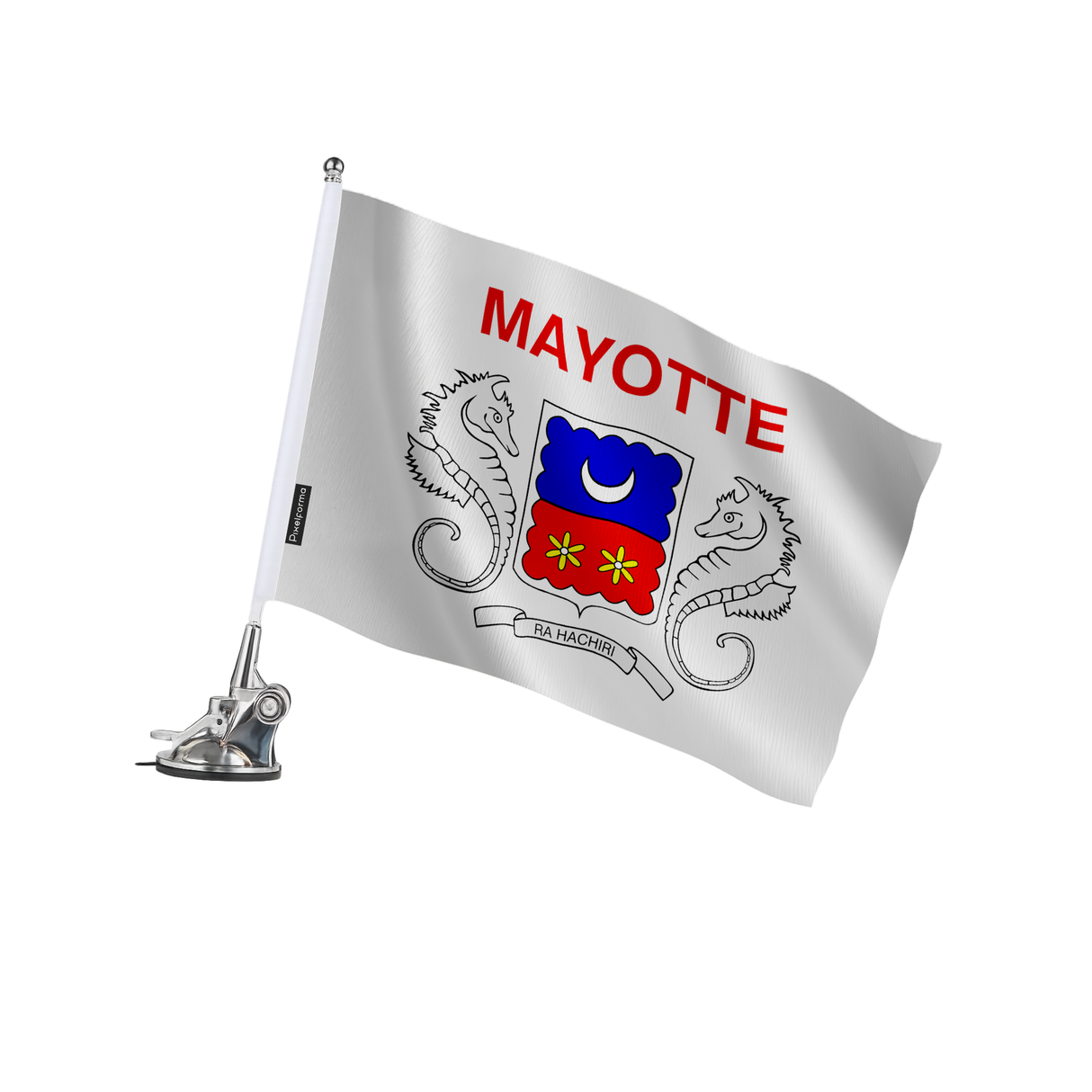 Mât à ventouse drapeau mayotte en polyester - pixelforma