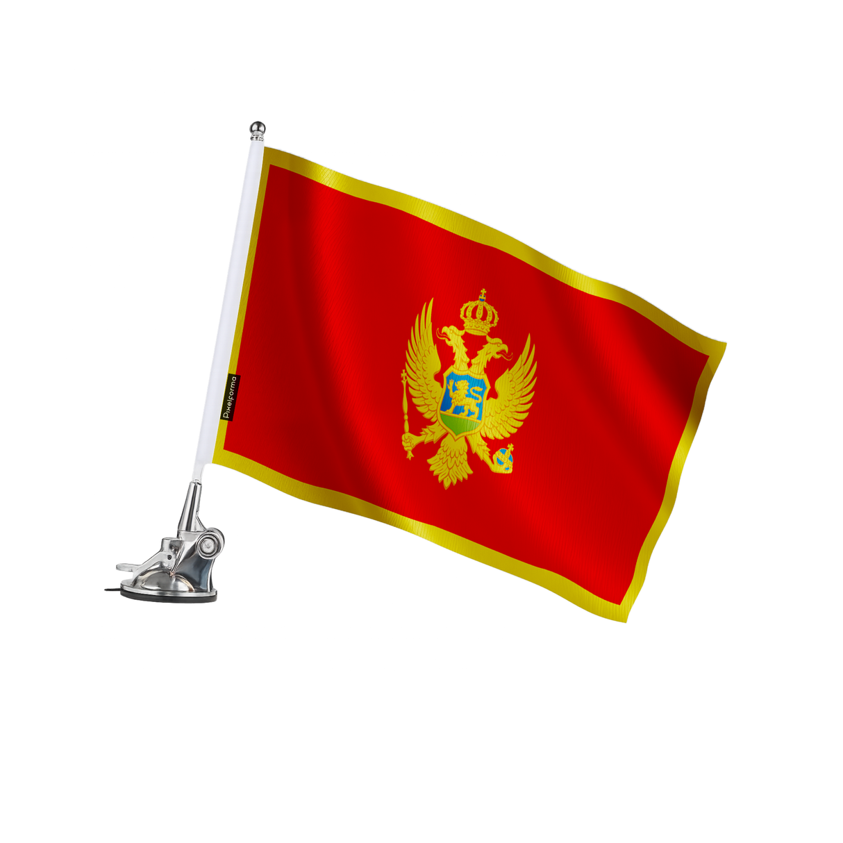 Mât à ventouse drapeau monténégro en polyester - pixelforma