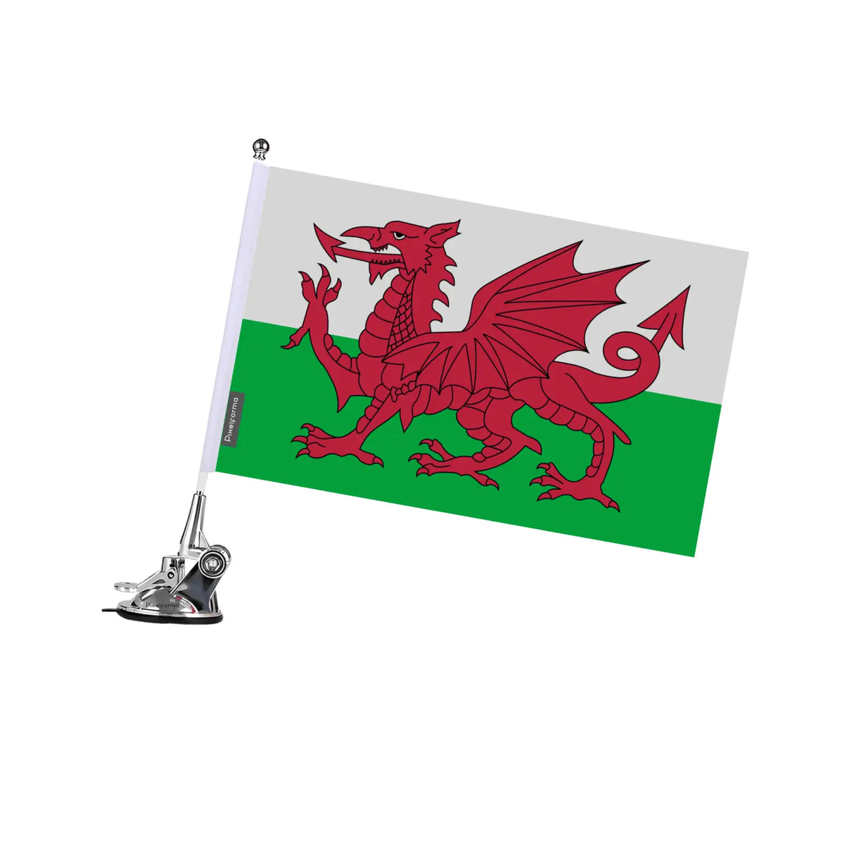 Mât à ventouse drapeau pays de galles en polyester - pixelforma