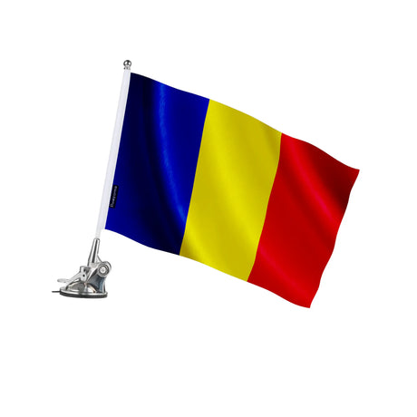 Mât à ventouse drapeau roumanie polyester acier inoxydable
