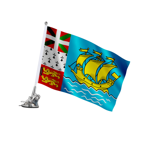Mât à ventouse drapeau saint-pierre-et-miquelon en polyester - pixelforma