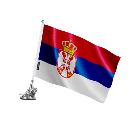 Mât à ventouse drapeau serbie en polyester - pixelforma