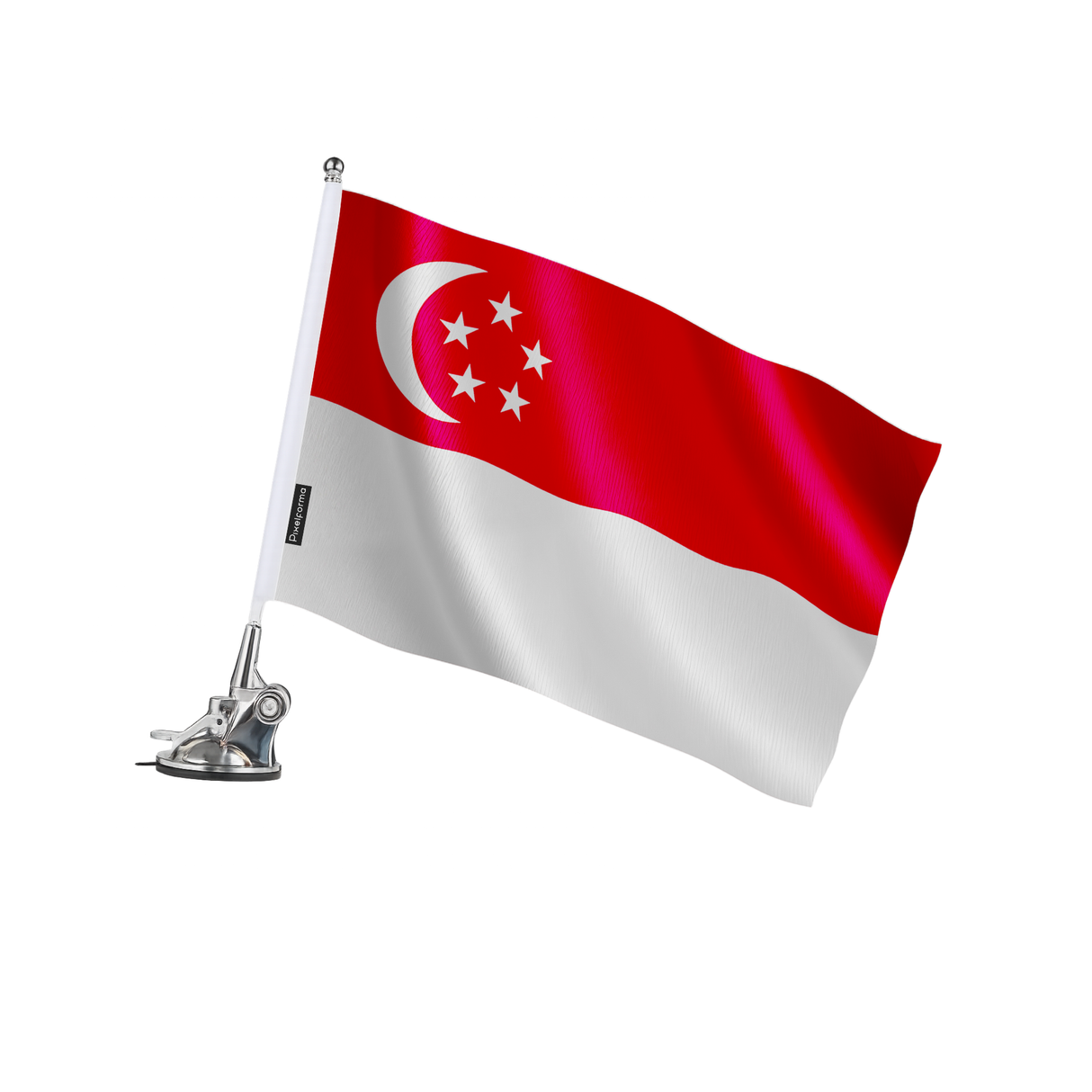 Mât à ventouse drapeau singapour en polyester - pixelforma