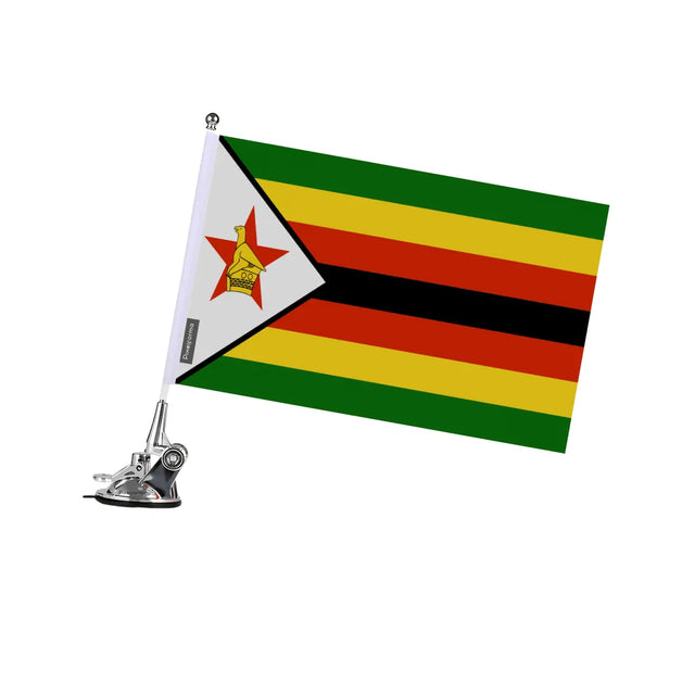 Mât à Ventouse Drapeau Zimbabwe en Polyester - Pixelforma 