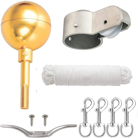 Mât de drapeau france alliage aluminium boule décorative or