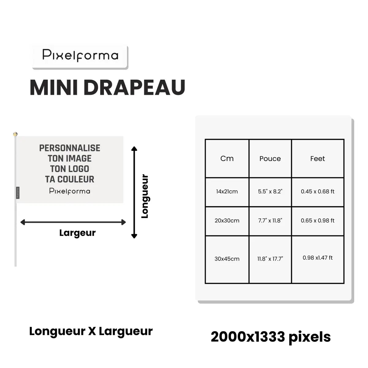 Mini Drapeau Afrique du Sud en Plusieurs Tailles - Pixelforma 