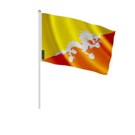 Mini drapeau bhoutan à main en polyester pour décoration