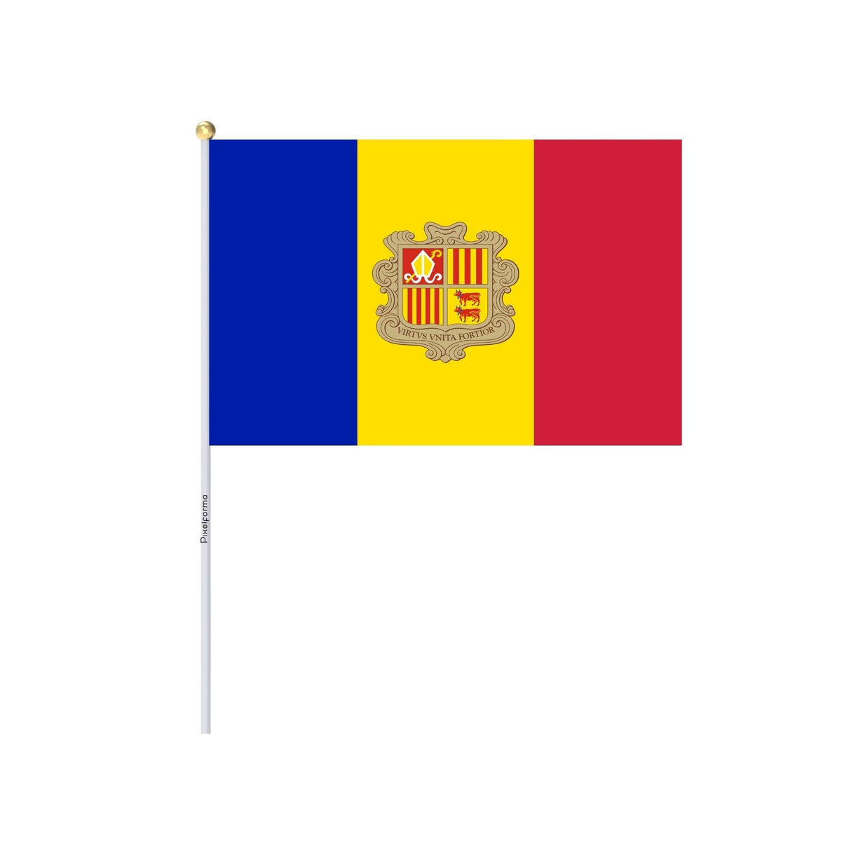 Mini Flag of Andorra in several sizes 100% polyester - Pixelforma