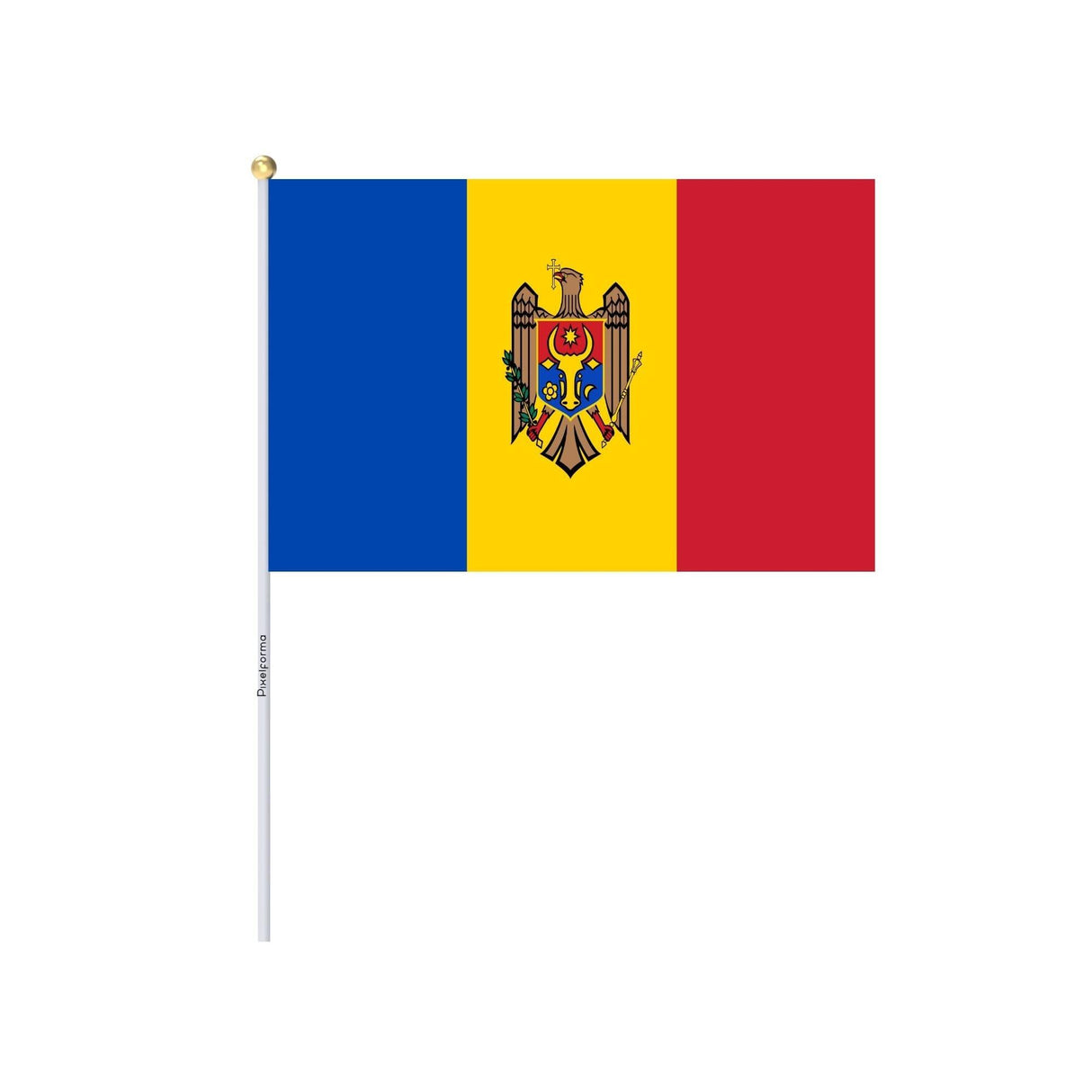 Mini Drapeau de la Moldavie en plusieurs tailles 100 % polyester - Pixelforma