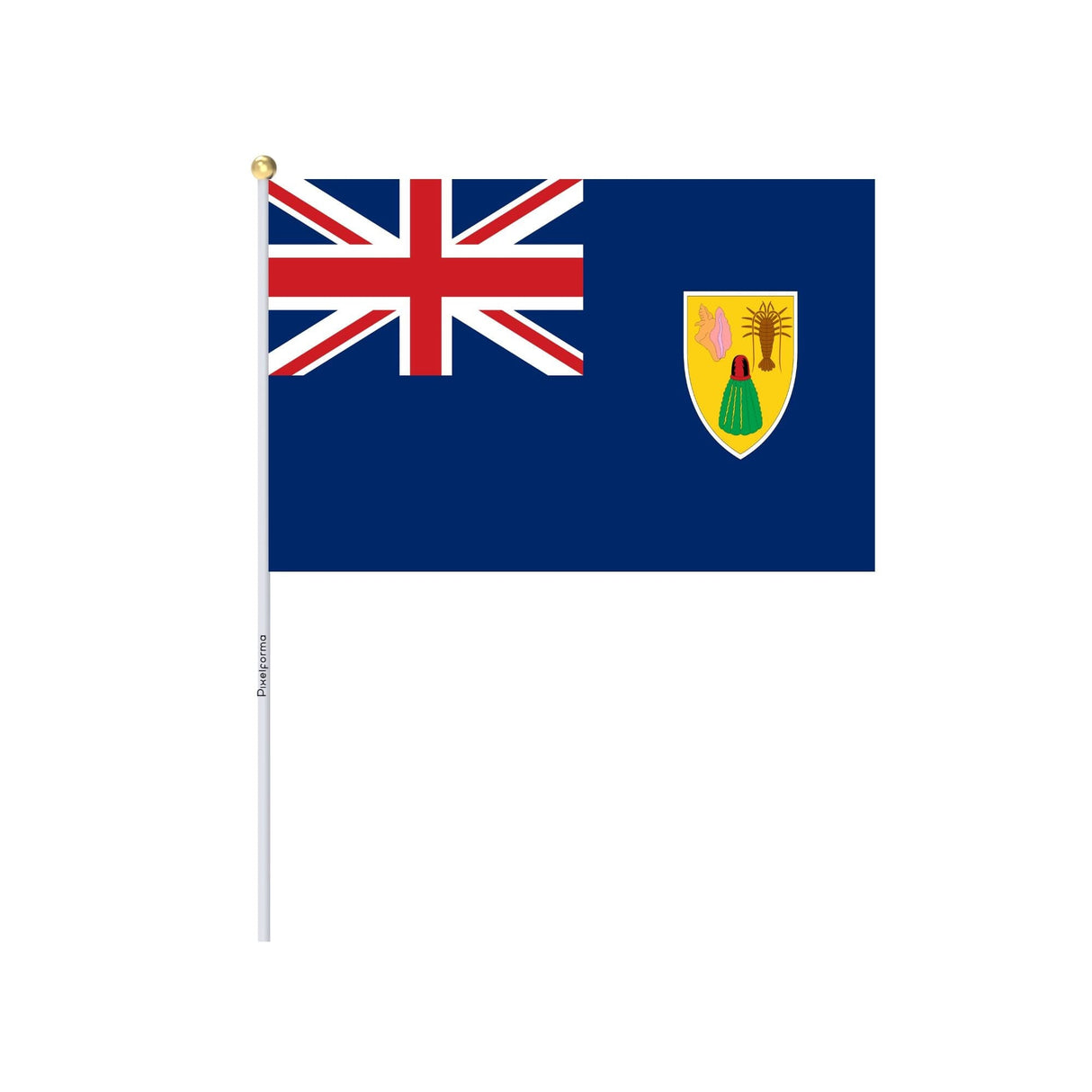 Mini Flag of Turks and Caicos Islands in Multiple Sizes 100% Polyester - Pixelforma