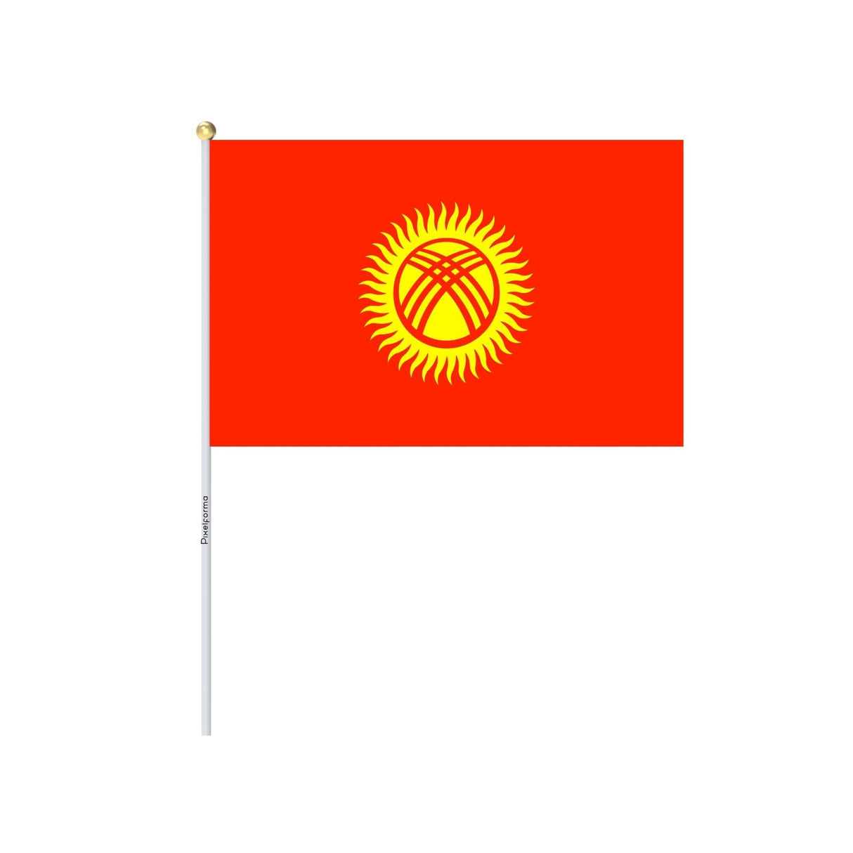 Mini Flag of Kyrgyzstan in Multiple Sizes 100% Polyester - Pixelforma