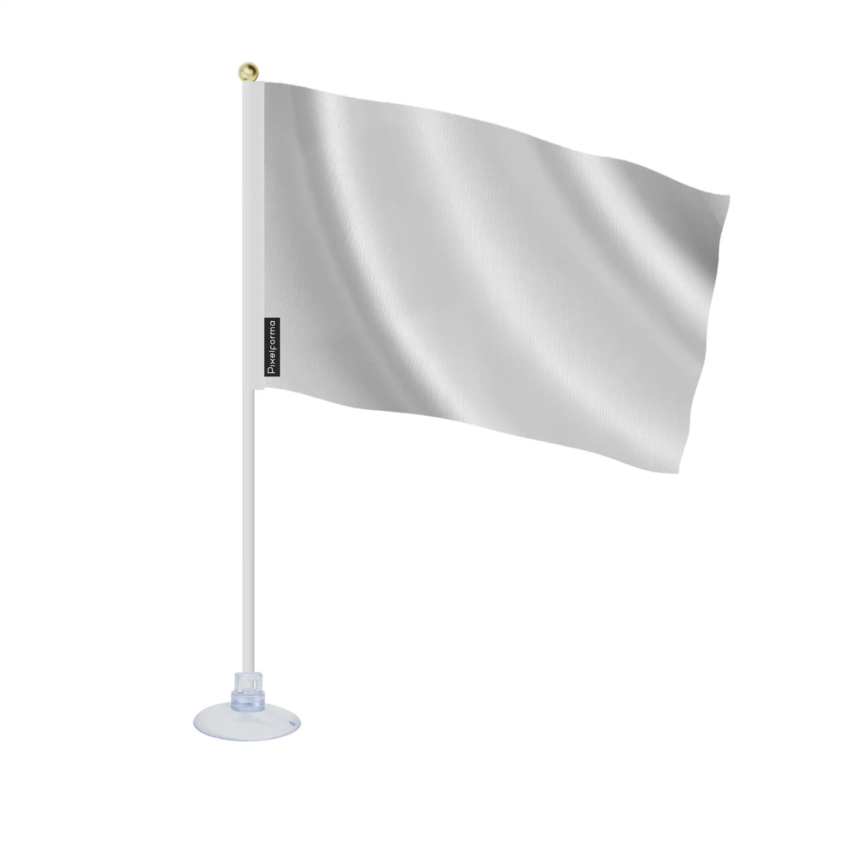 Mini drapeau france en polyester blanc avec ventouse