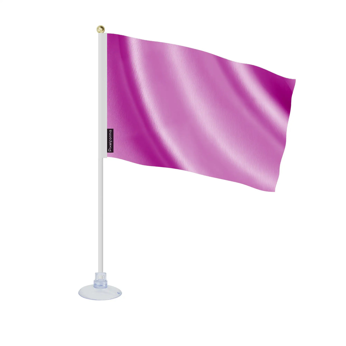 Mini drapeau france rose polyester avec ventouse surface lisse