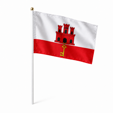 Mini drapeau Gibraltar réaliste en polyester à tenir à la main
