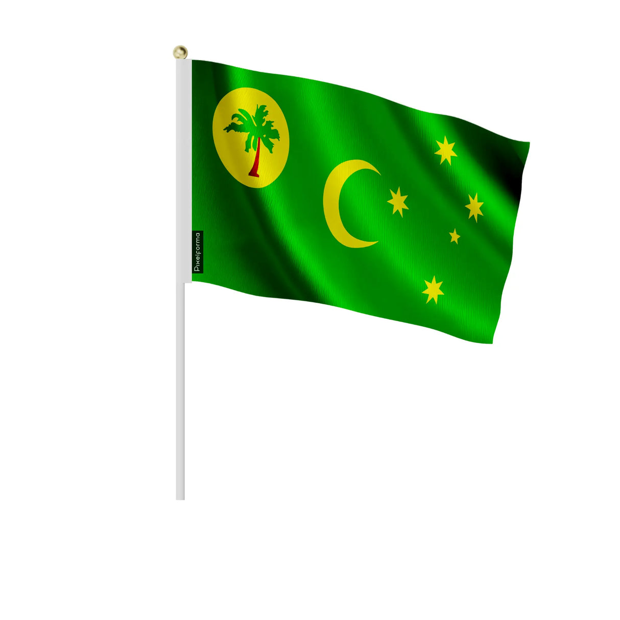 Mini drapeau îles cocos en polyester à tenir à la main