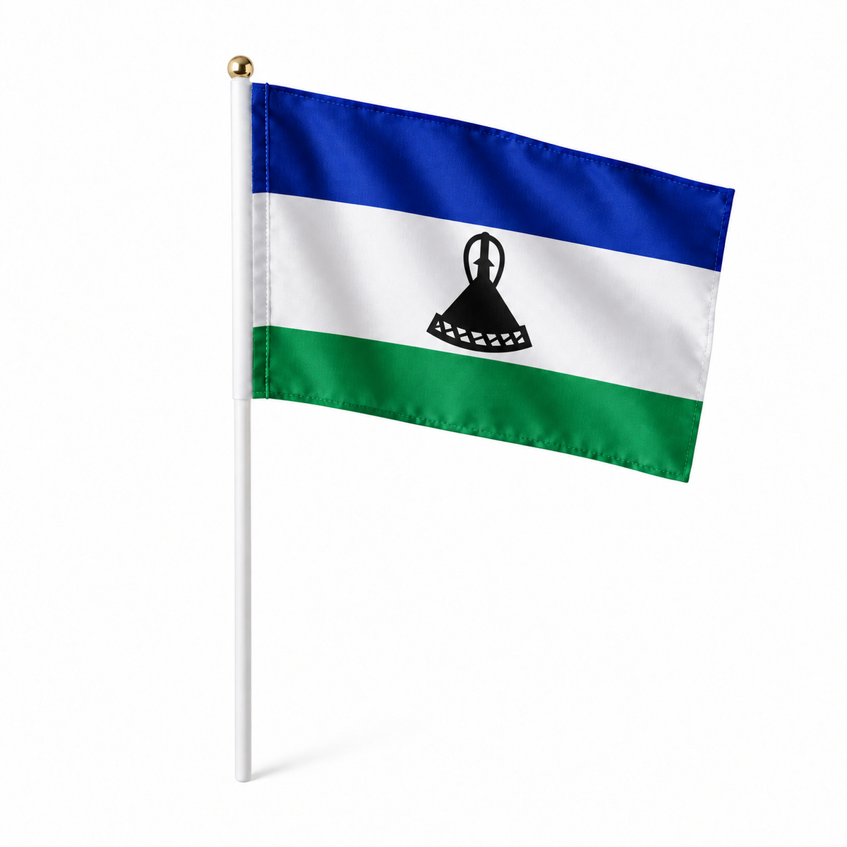 Mini drapeau Lesotho réaliste en polyester à tenir à la main