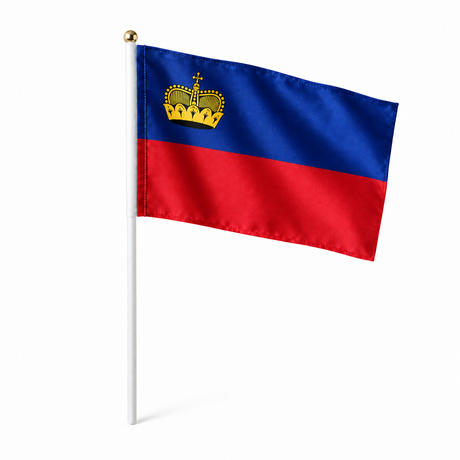 Mini drapeau Liechtenstein réaliste en polyester à tenir à la main
