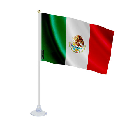 Mini drapeau mexique en polyester avec ventouse pratique