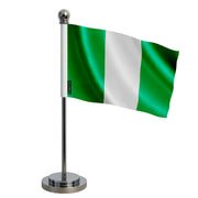 Mini drapeau nigeria polyester avec socle acier inoxydable