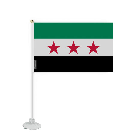 Mini drapeau syrie en polyester avec ventouse résistante