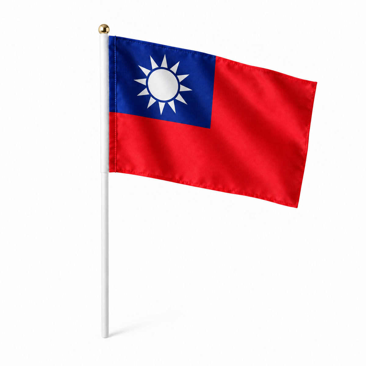 Mini drapeau Taïwan en polyester à tenir à la main - rendu réaliste