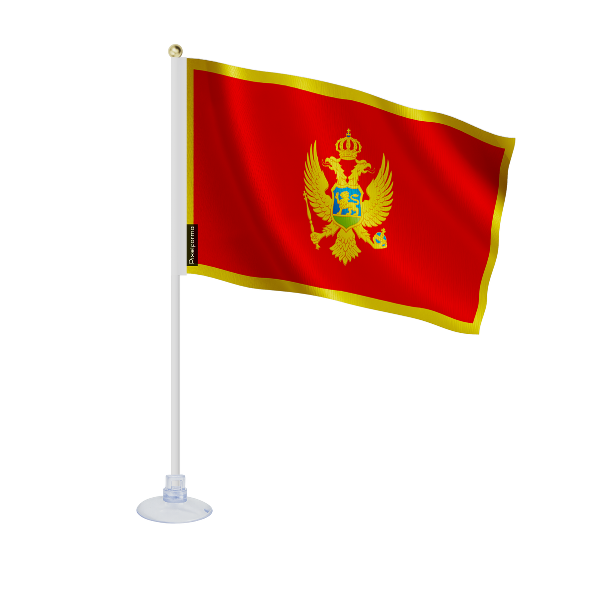 Mini drapeau ventouse monténégro en polyester - pixelforma