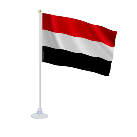 Mini drapeau yémen en polyester avec ventouse transparente