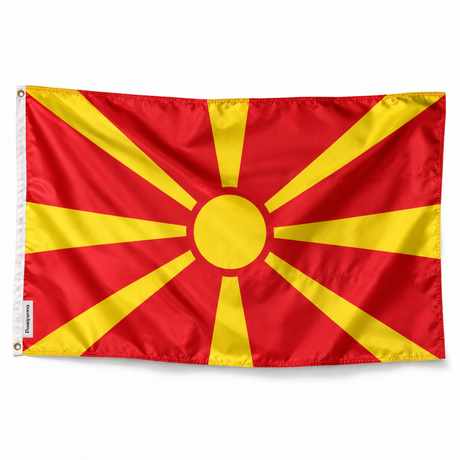 Drapeau Macédoine Nord – Plusieurs Tailles – Polyester Résistant
