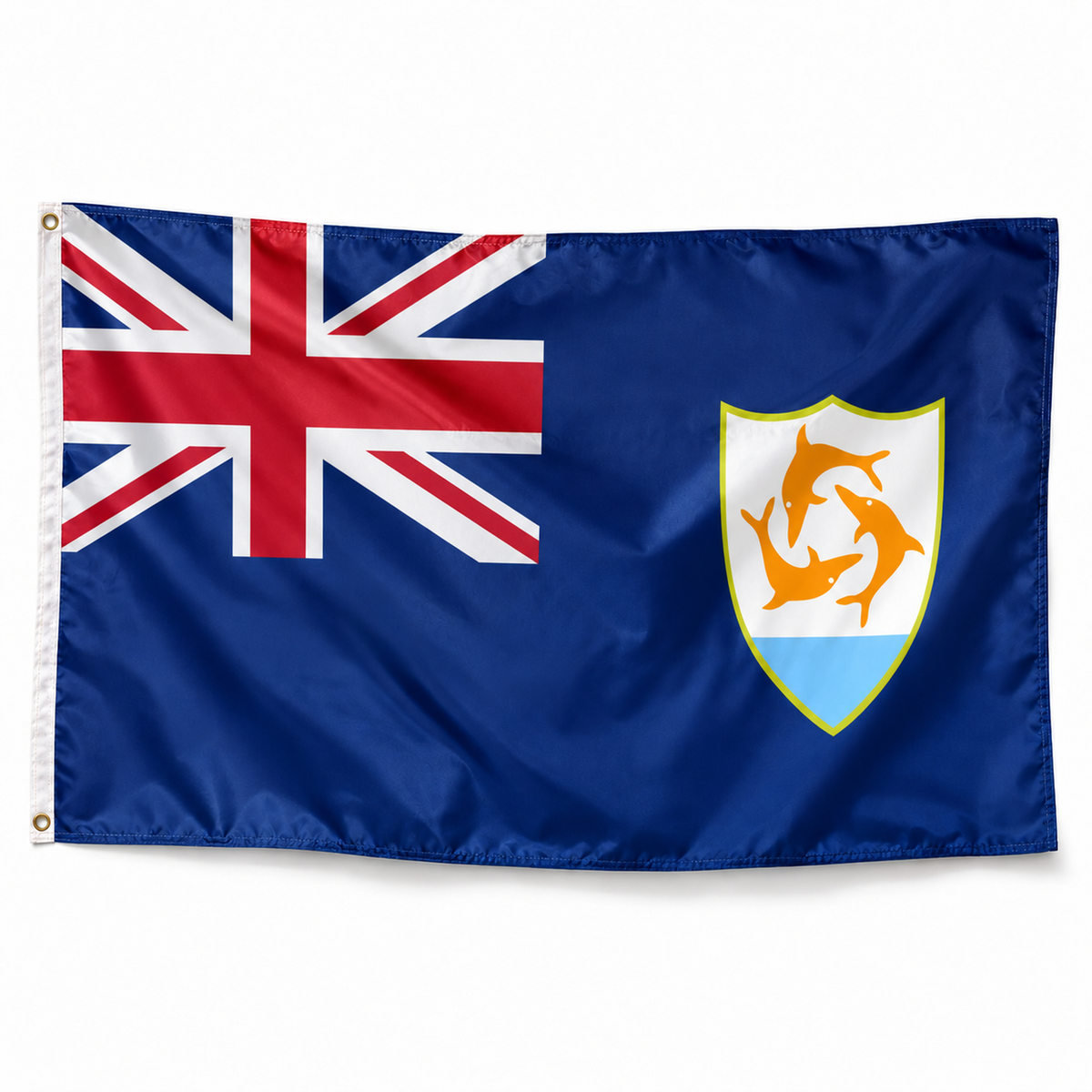 Drapeau d'Anguilla – Plusieurs Tailles – Polyester Résistant — photo polyester réaliste sur fond blanc