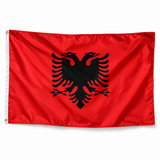 Drapeau d'Albanie – Plusieurs Tailles – Polyester Résistant — photo polyester réaliste sur fond blanc