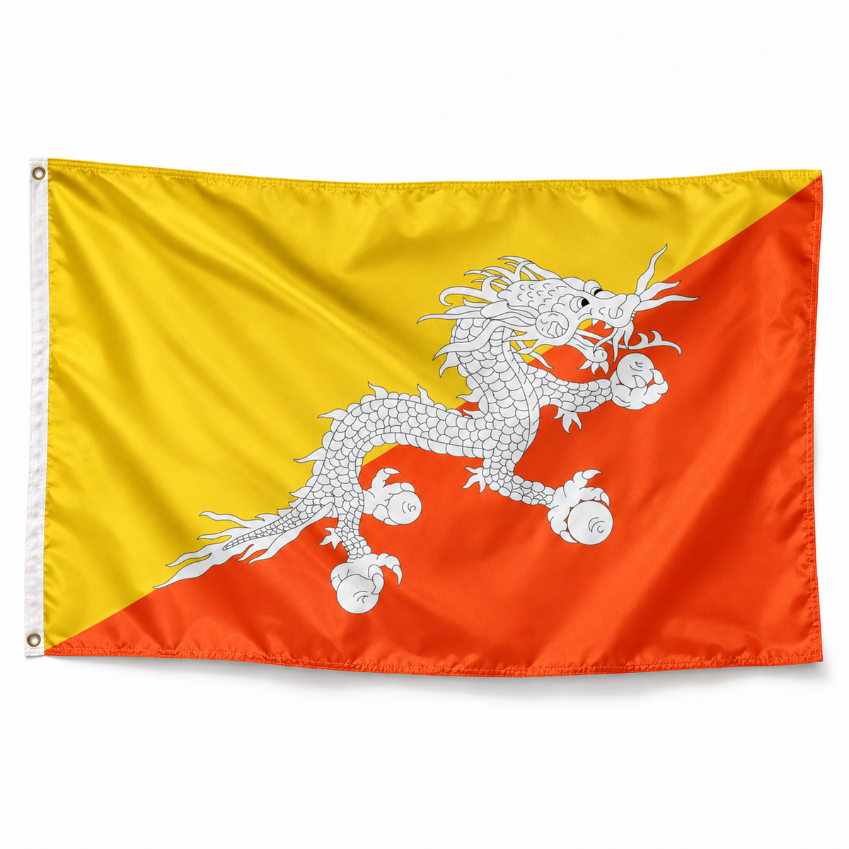 Drapeau du Bhoutan – Plusieurs Tailles – Polyester Résistant — photo réaliste IA