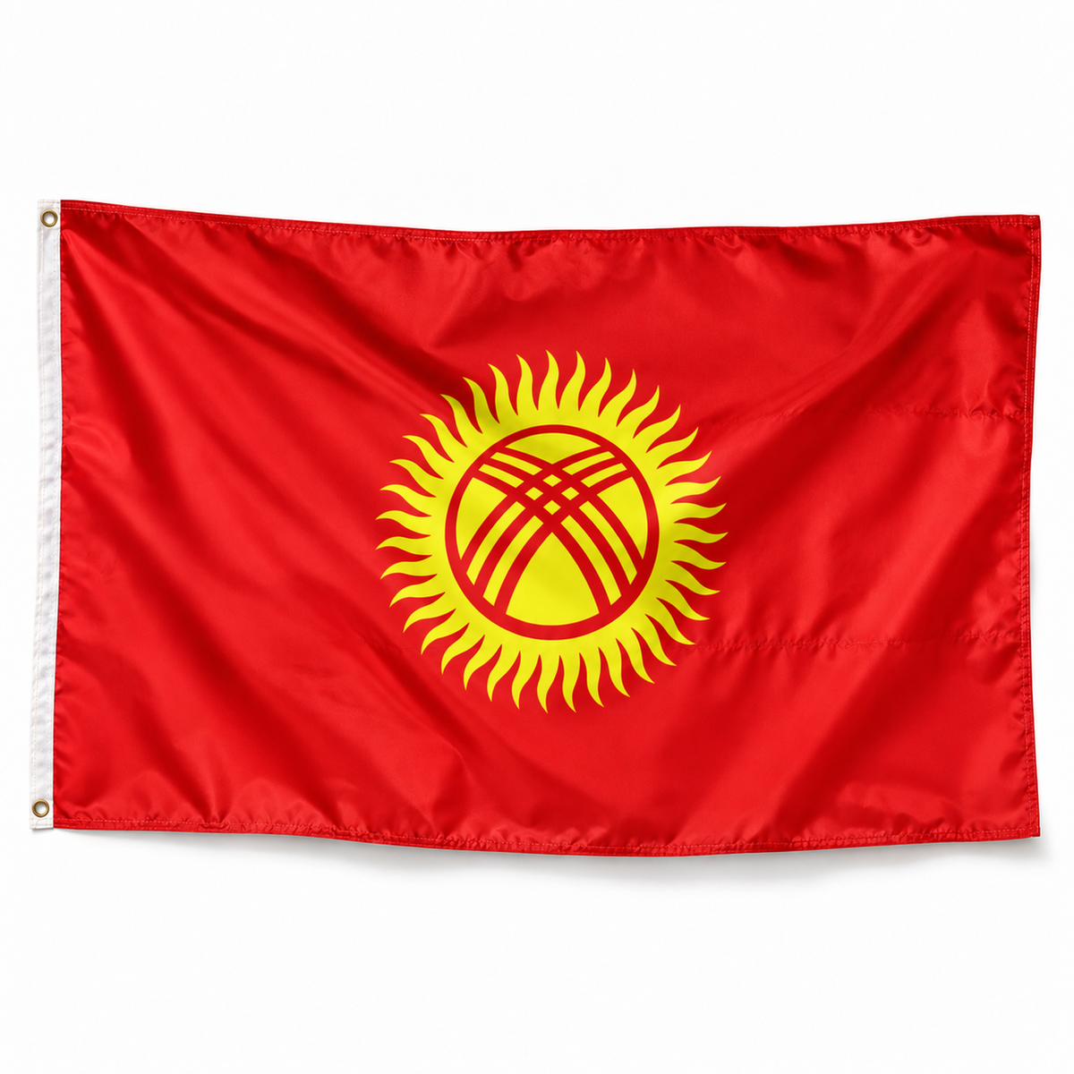 Drapeau du Kirghizistan – Plusieurs Tailles – Polyester Résistant — photo réaliste IA