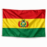 Drapeau de Bolivie avec blason – photo produit réaliste corrigée